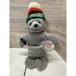 Coca-Cola Bean Bag Plush Seal in Coca-Cola Ski Hat, 1997, #0114